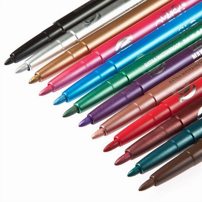 12 Colours Eyeliner Pencil Cosmetic Tool Makeup Pen Set Eye Shadow Glitter