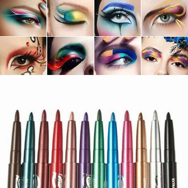 12 Colours Eyeliner Pencil Cosmetic Tool Makeup Pen Set Eye Shadow Glitter