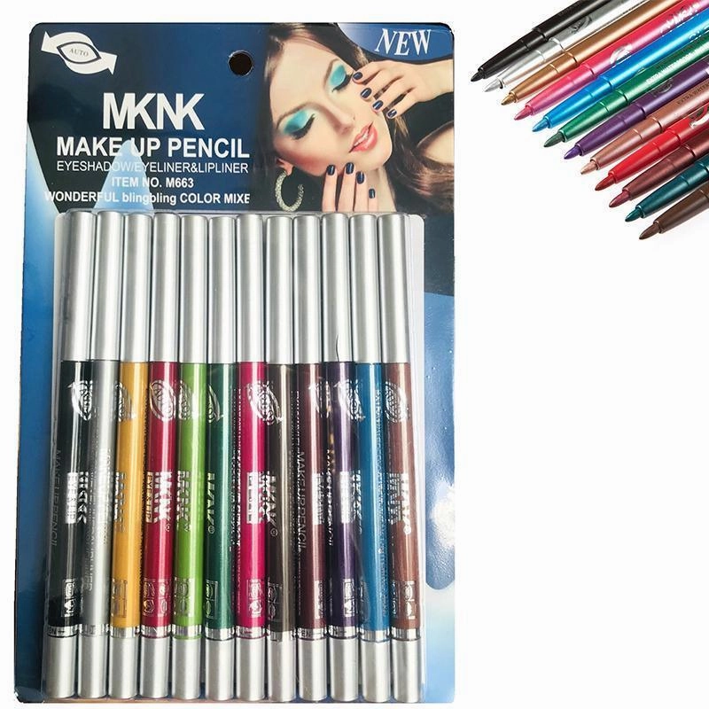 12 Colours Eyeliner Pencil Cosmetic Tool Makeup Pen Set Eye Shadow Glitter