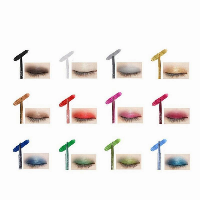 12 Colours Eyeliner Pencil Cosmetic Tool Makeup Pen Set Eye Shadow Glitter