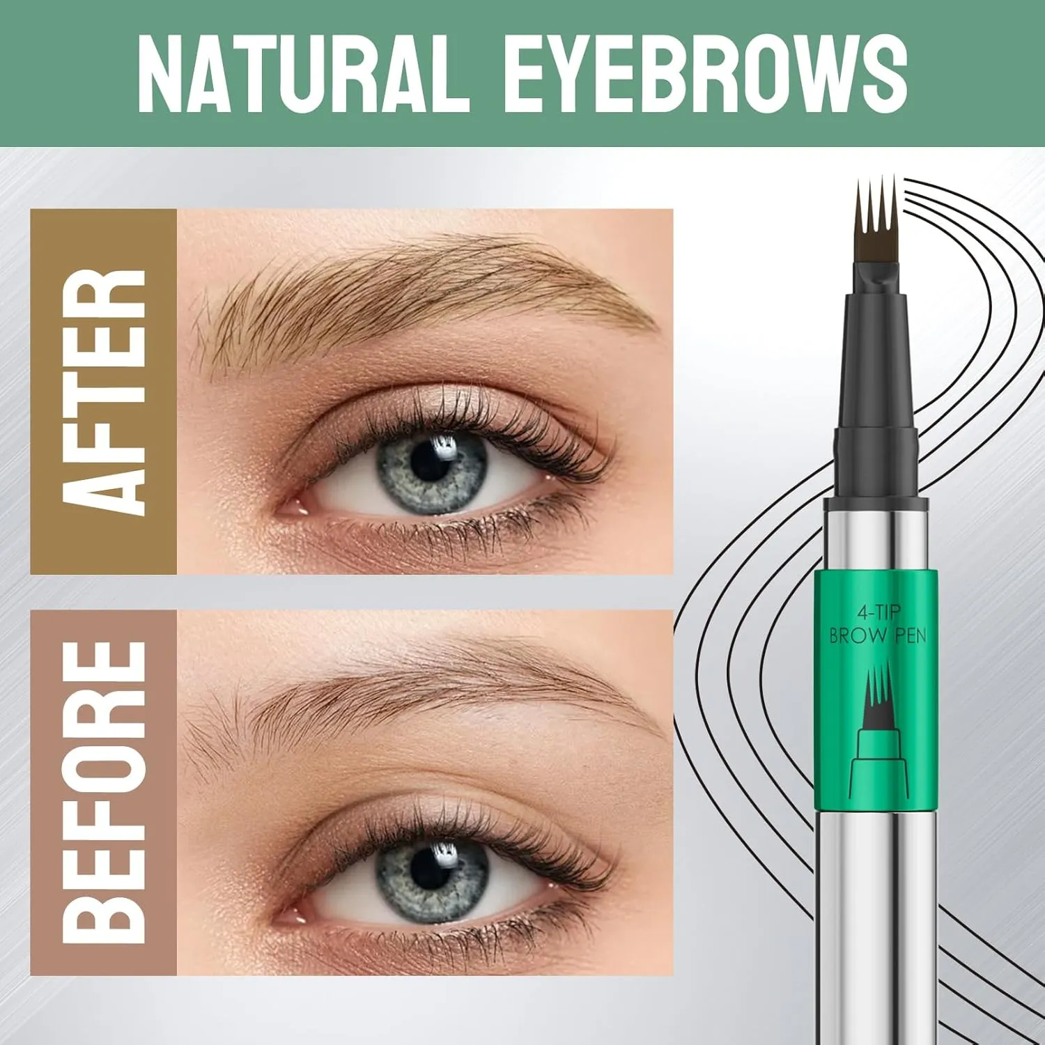 2 Pcs Microblading Eyebrow Pen Set with Eyebrow Brush, 3D Waterproof 4-Tip Precision Eyebrow Pencil, Long-Lasting Natural Fine Stroke Magic Eyebrow Pencil for Women Stay All Day (Black Brown)