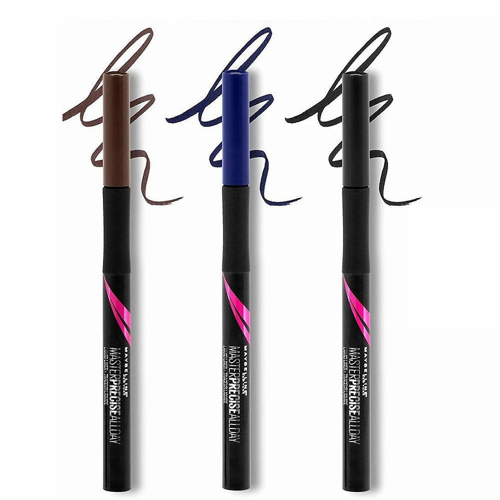 2pk SET Maybelline Hyper Precise All Day Liquid Eyeliner 700 Black   710 Forest Brown