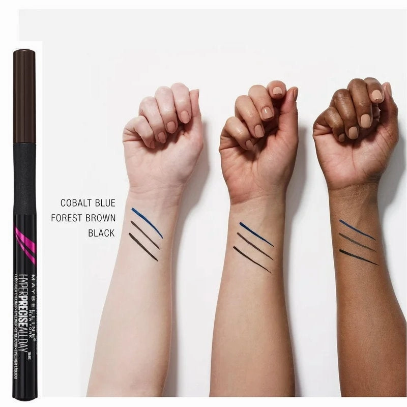 2pk SET Maybelline Hyper Precise All Day Liquid Eyeliner 700 Black   710 Forest Brown