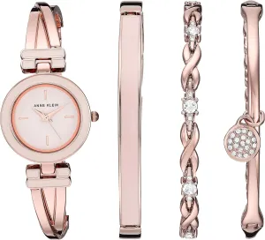 Anne Klein Women's Bangle Watch and Premium Crystal Accented Bracelet Set