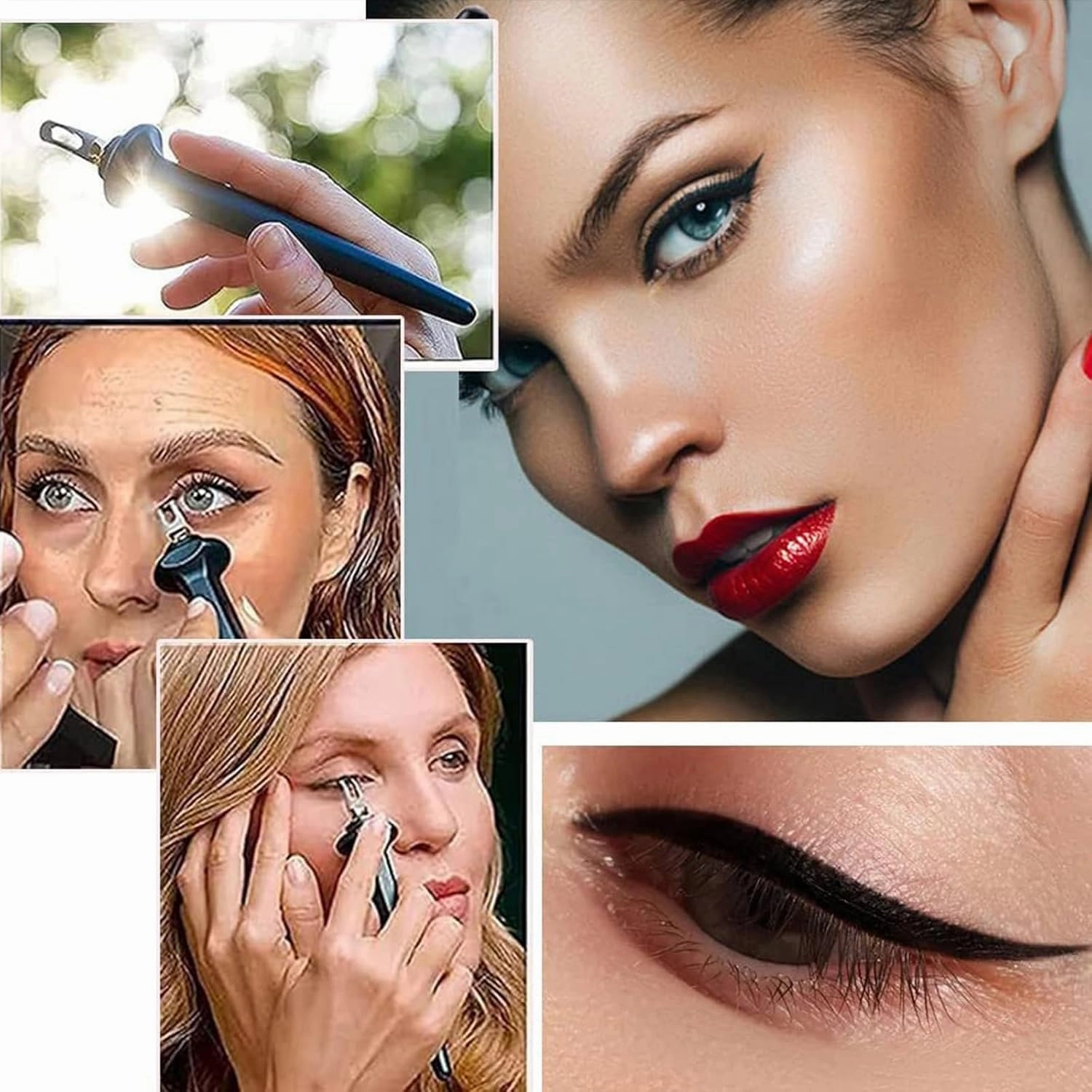 Arcbelle Eyeliner Set - Waterproof Silicone Applicator with Cream & Stencil, Smudge-Proof Makeup Tool for Precise Lines (1PCS*Green (Brown Black Eyeliner Cream))