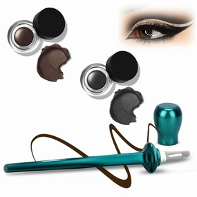 Arcbelle Eyeliner Set - Waterproof Silicone Applicator with Cream & Stencil, Smudge-Proof Makeup Tool for Precise Lines (1PCS*Green (Brown Black Eyeliner Cream))