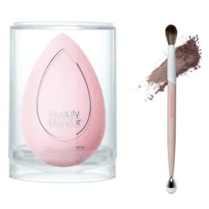 beautyblender bundle with Bubble Blender Makeup Sponge for Foundations, Bronzer and Highlight, and the HIGH ROLLER Crease Brush & Cooling Roller Makeup Brush for Eyeshadow