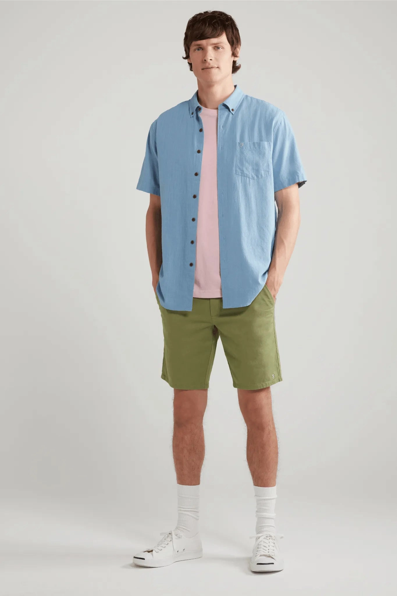 Camiseta de Hombre Farah Manga Corta Eddie Coral Blush
