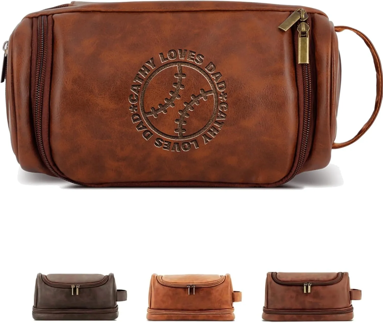 Customized Toiletry Bag Hanging Travel Organizer, Personalized Large Capacity Bag with Name Text, Custom Waterproof Leather Bathroom Dopp Shaving Kit for Men Dad Father’s Day Gift
