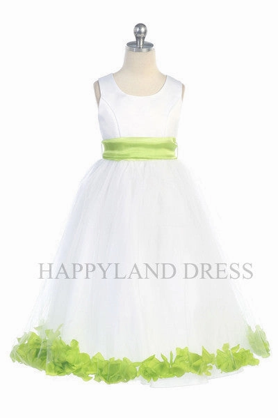 D2570 Ivory Dress with Flower Petals and Sash (26 Diff. Colors)