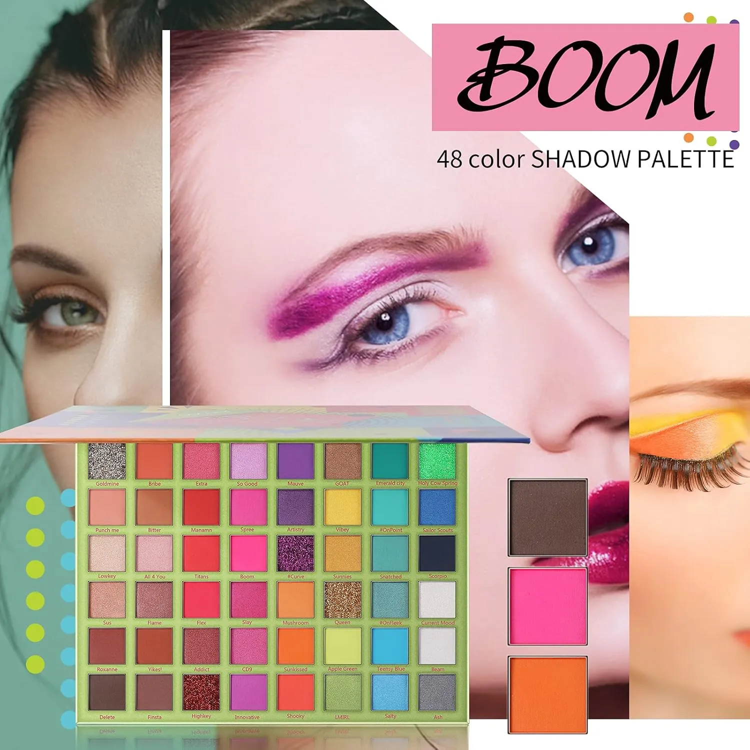 docolor Eyeshadow Palette 48Colors Boom Eye Shadow Palette Highly Pigmented Mattes Glitter Shimmers Naked Smokey Cream Powder Blendable Long Lasting Waterproof Colorful Professional Makeup Palette