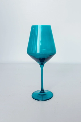 Estelle Colored Wine Stemware (Teal)