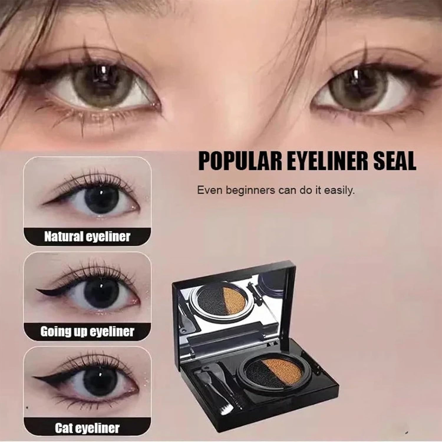 Eyebrow & Eyeliner Cream With Stamp, Double Color Eyebrow Cream Waterproof, 2 In 1 Waterproof Brow Powder & Eyeliner Cream With Double Ended Brush, Eye Brow Powder For Women Long Lasting (Gray)