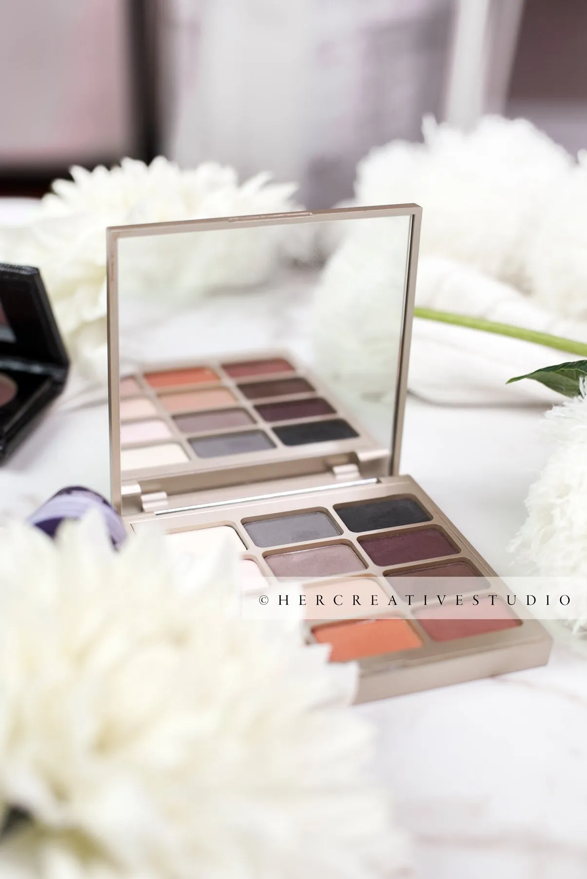 Eyeshadow on Marble Table, Styled Stock
