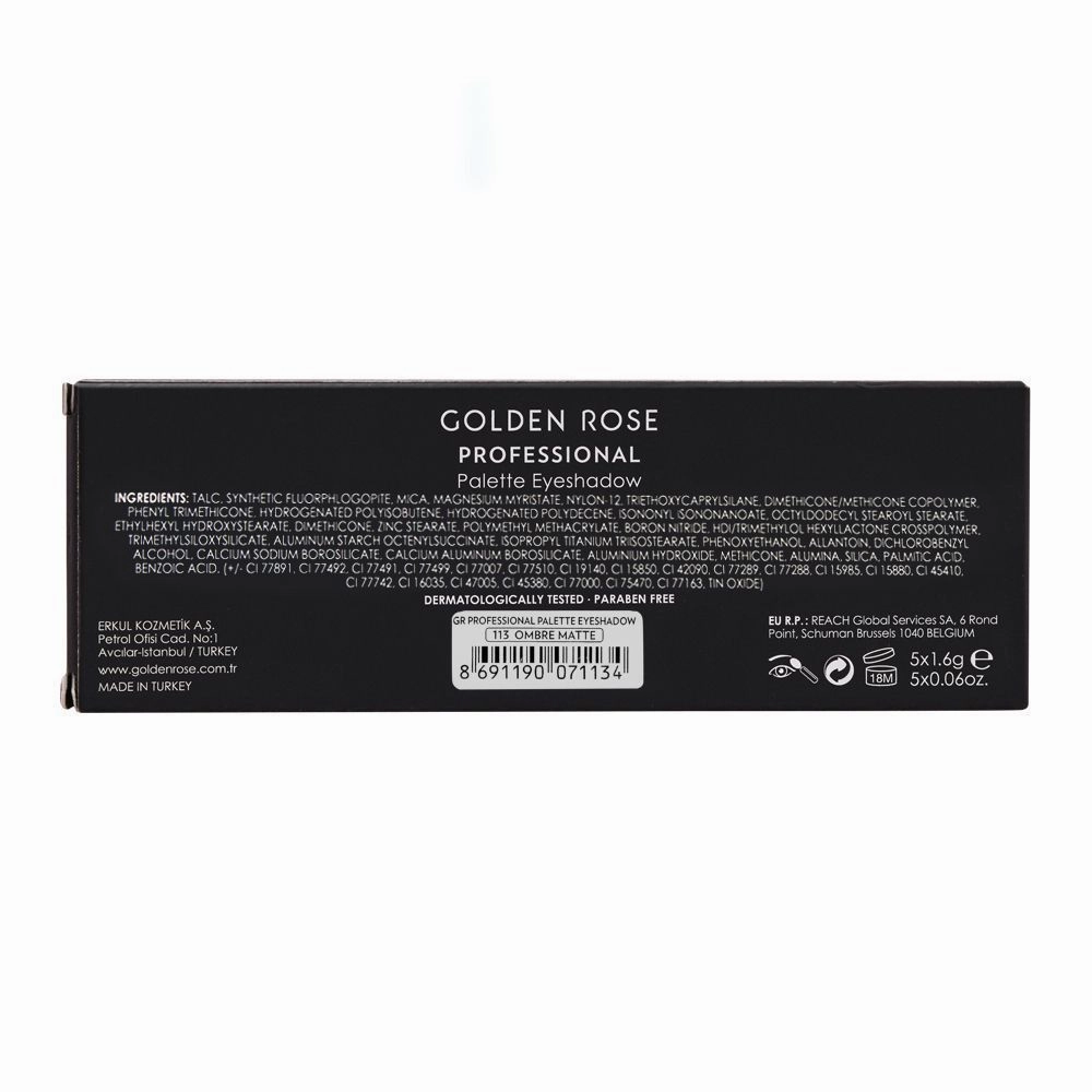 Golden Rose Professional Palette Eyeshadow, 113 Ombre Matt