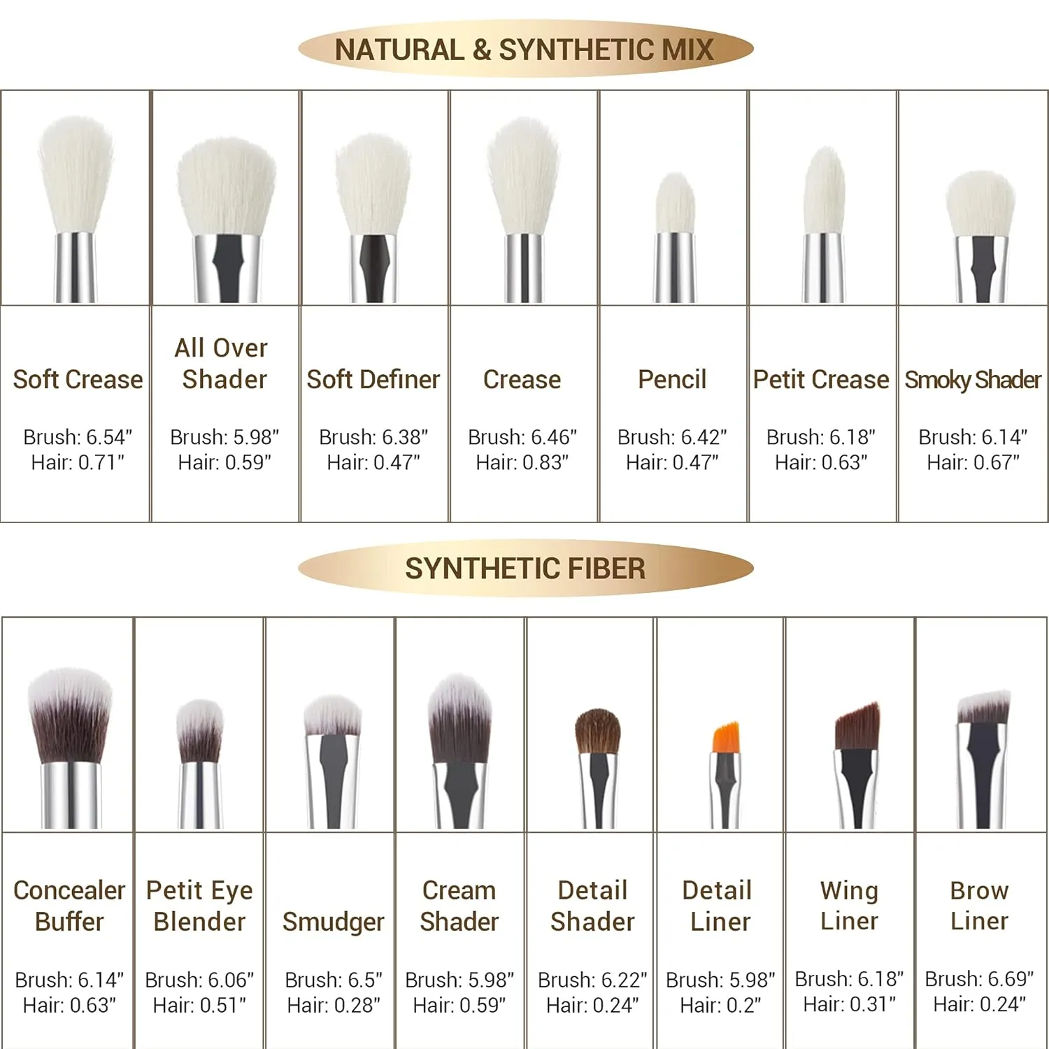 Jessup Small Eye Makeup Brush Set Professional 15pcs White/Silver Premium Natural-synthetic Eye Shadow Blending Concealer Eye & Brow Liner Brushes, T237