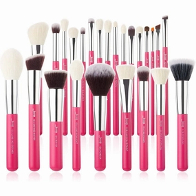 Jessup Brand 25pcs Professional Makeup Brush Set (Black Silver)