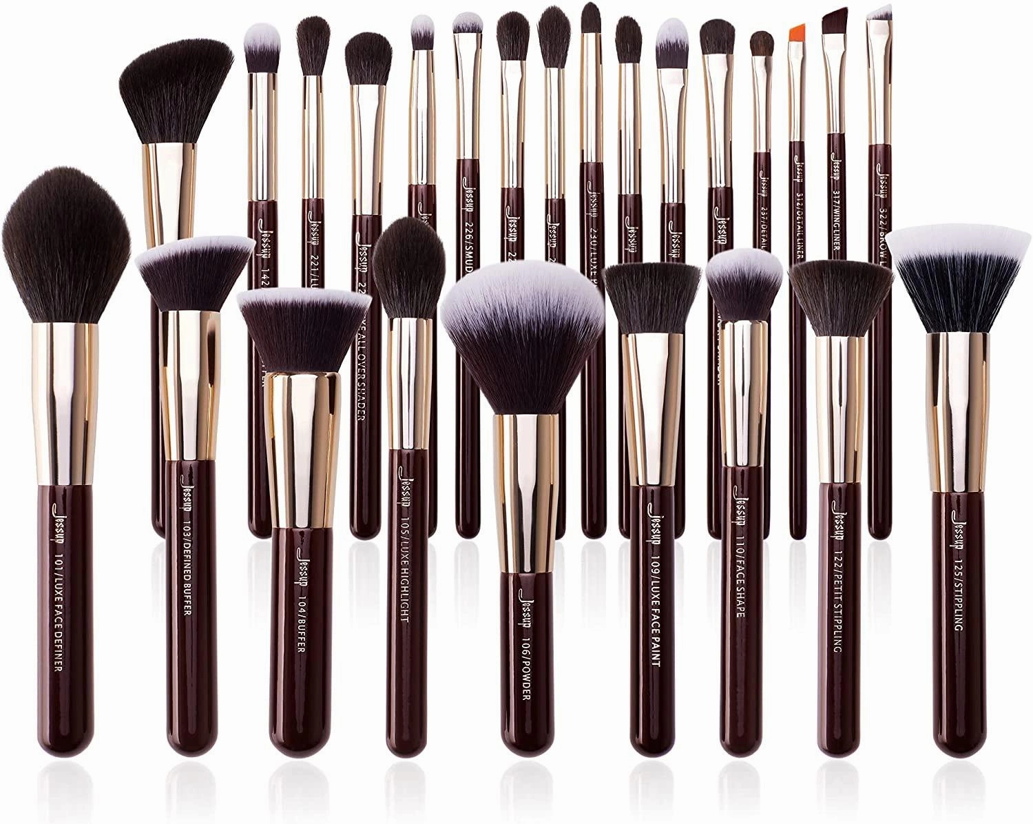 Jessup Brand 25pcs Professional Makeup Brush Set (Black Silver)