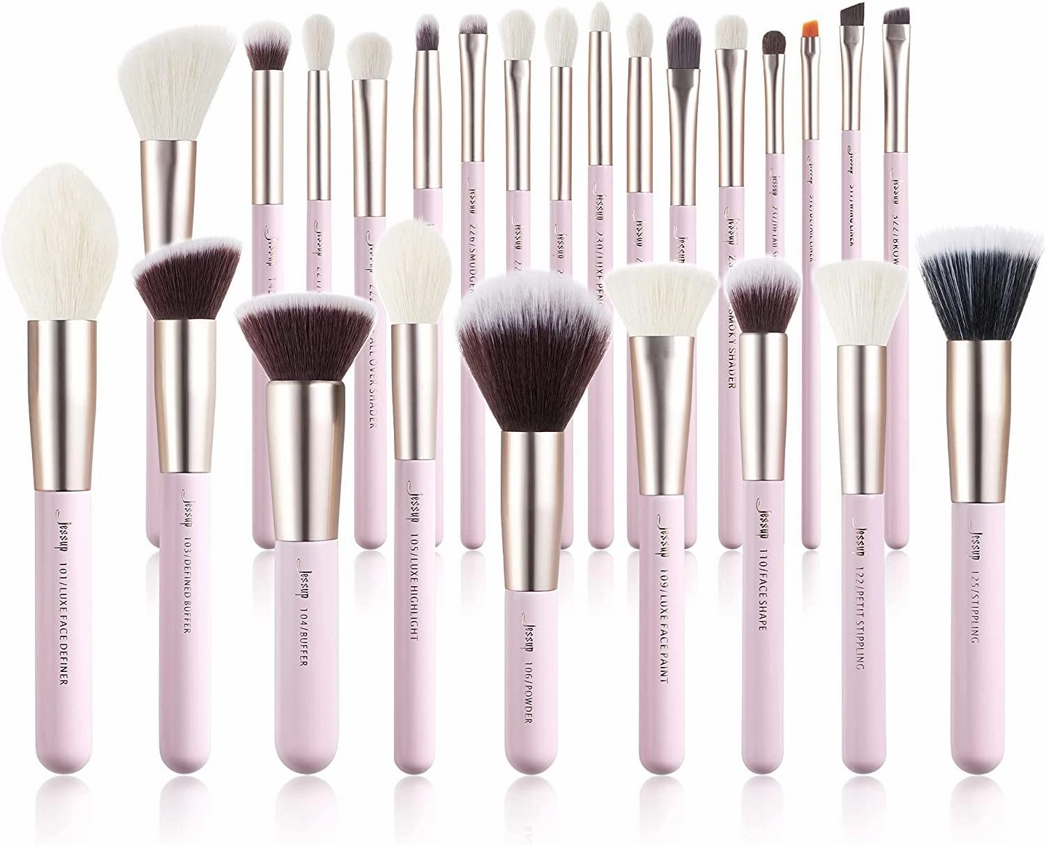 Jessup Brand 25pcs Professional Makeup Brush Set (Black Silver)
