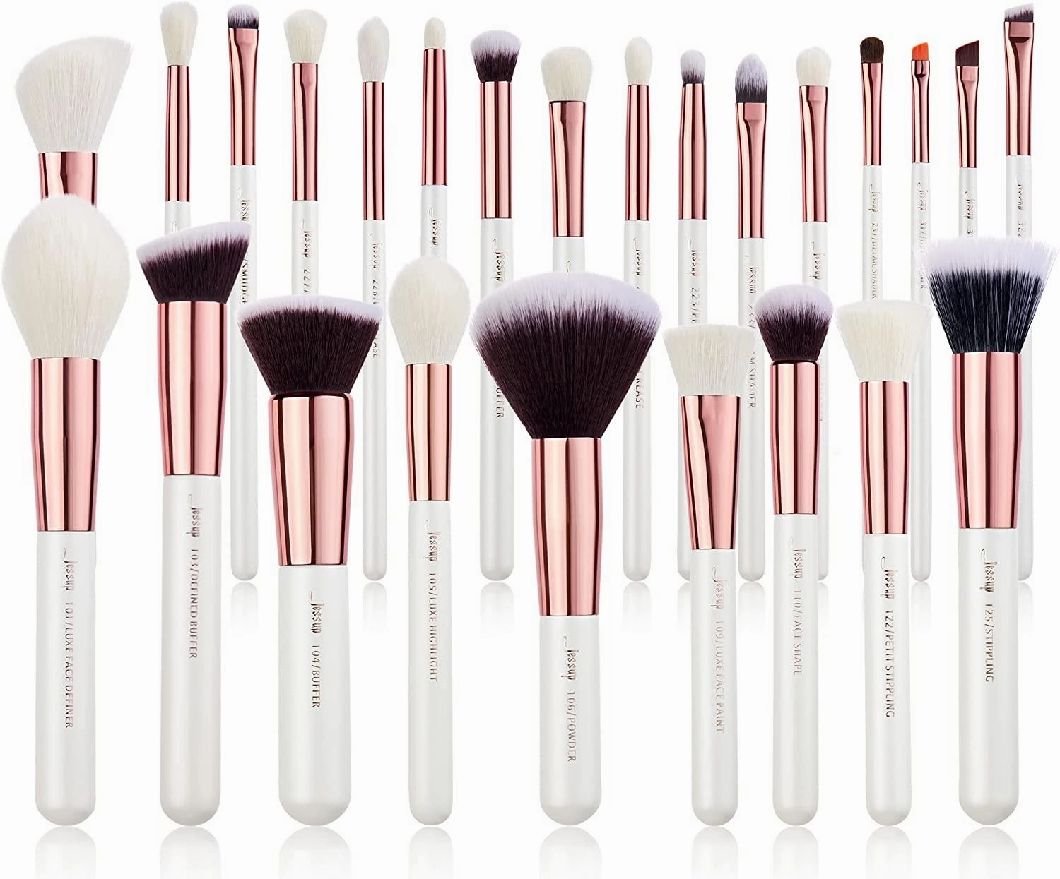 Jessup Brand 25pcs Professional Makeup Brush Set (Black Silver)