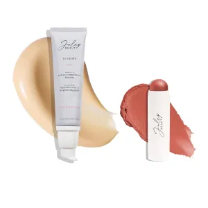 Julep Radiant Glow Duo: So Awake Snail Mucin Complexion Booster Moisturizer   Face Primer & Skip The Brush Cream-to-Powder Blush Stick in Desert Rose Makeup & Skincare Set