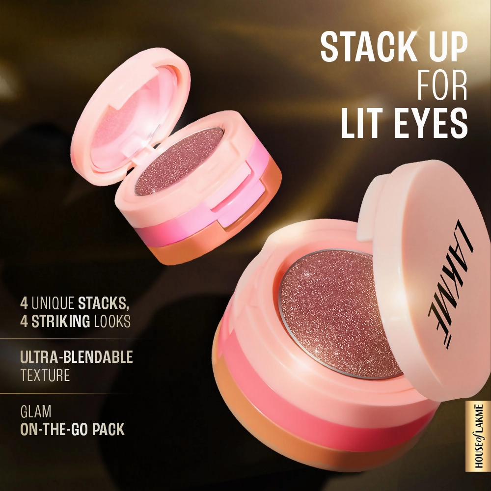 Lakme 9 To 5 Eyeconic Cream Powder Eyeshadow Stack - Nude Bomb