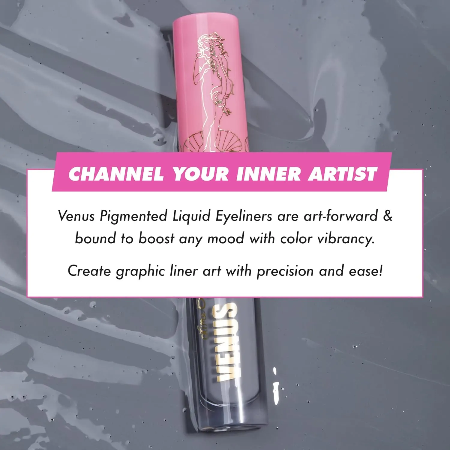 Lime Crime Venus Pigmented Liquid Eyeliner with Precision Brush, Misty (Cool Gray) - Ultra Matte Water-Based Formula is Long-Lasting, Smudge-Proof & Quickly Dries - Vegan & Cruelty-Free
