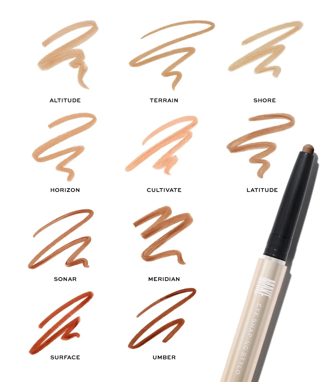 MAKE Beauty Eye Shaping Stylo - Cream Eyeshadow Stick. 4-in-1 Shape, Define, Contour, and Shade Eye Shadow for Versatile Makeup Looks. Long-Lasting Creamy Formula. Shade - Surface