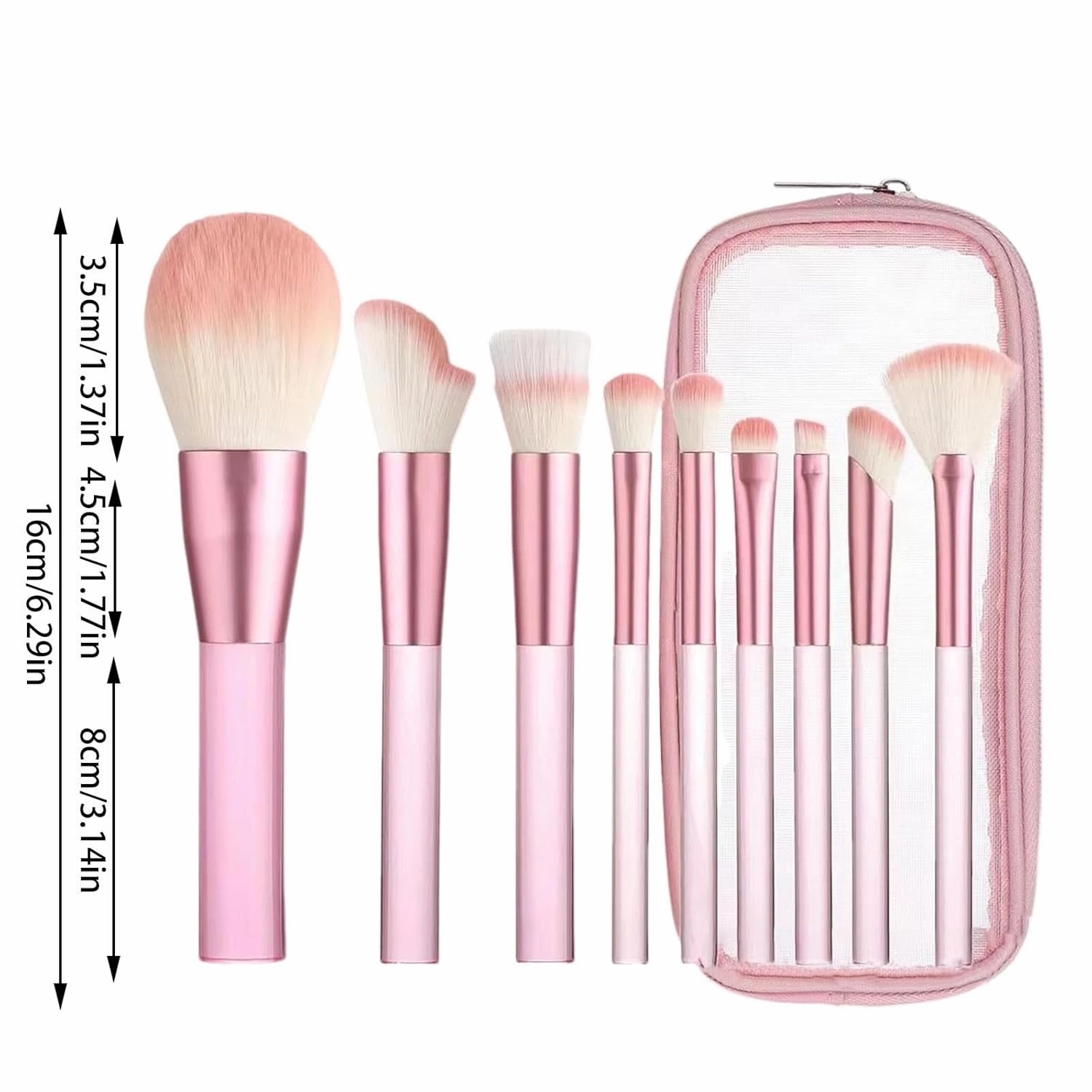 Makeup Brush Set with Organizer Bag, 9 Pcs Professional Synthetic Flat Foundation Brush,Concealer Blending Eyeliner Eyeshadow Powder Contour Brushes,Gifts for Women
