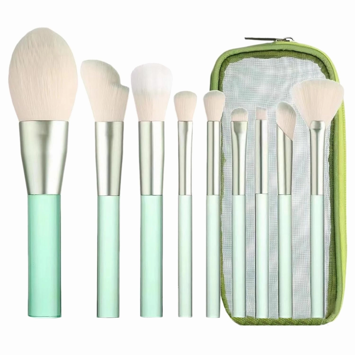 Makeup Brushes with Storage Case, 9 Pcs Professional Synthetic Flat Foundation Brush,Powder Blending Eyeshadow Contour Concealer Eyeliner Brush Set,Gifts for Mom