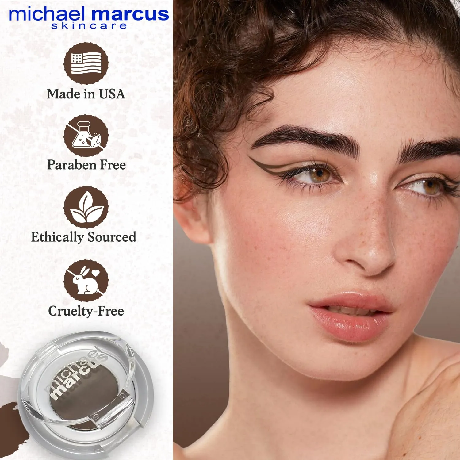 michael marcus Makeup Cake Eye Liner (Espresso) - Water Activated Dry Pressed, Long-Lasting, Vibrant Color & Smudge Resistant Brown Eyeliner - Cruelty & Paraben Free - For Beginner & Pro Makeup Artist