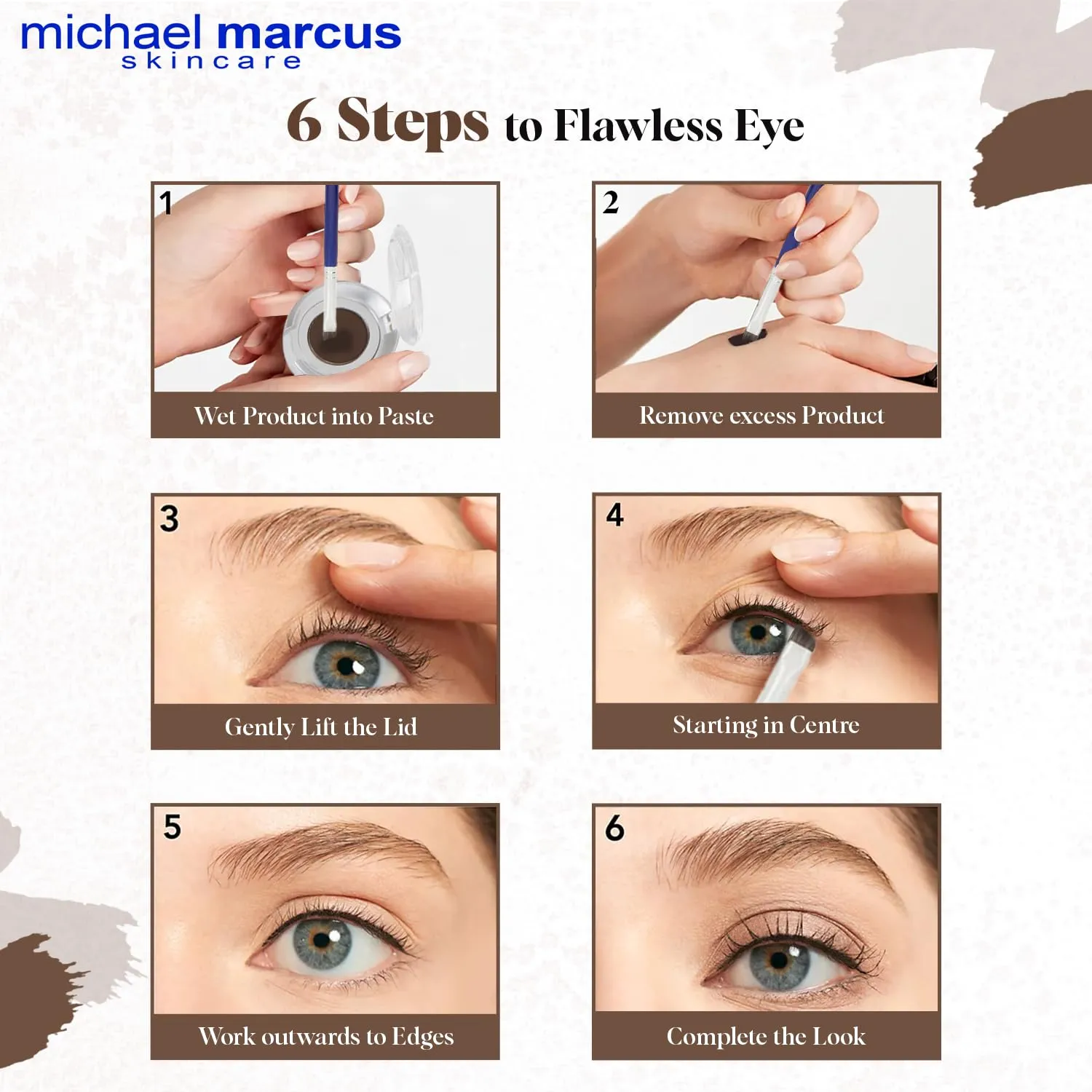 michael marcus Makeup Cake Eye Liner (Espresso) - Water Activated Dry Pressed, Long-Lasting, Vibrant Color & Smudge Resistant Brown Eyeliner - Cruelty & Paraben Free - For Beginner & Pro Makeup Artist