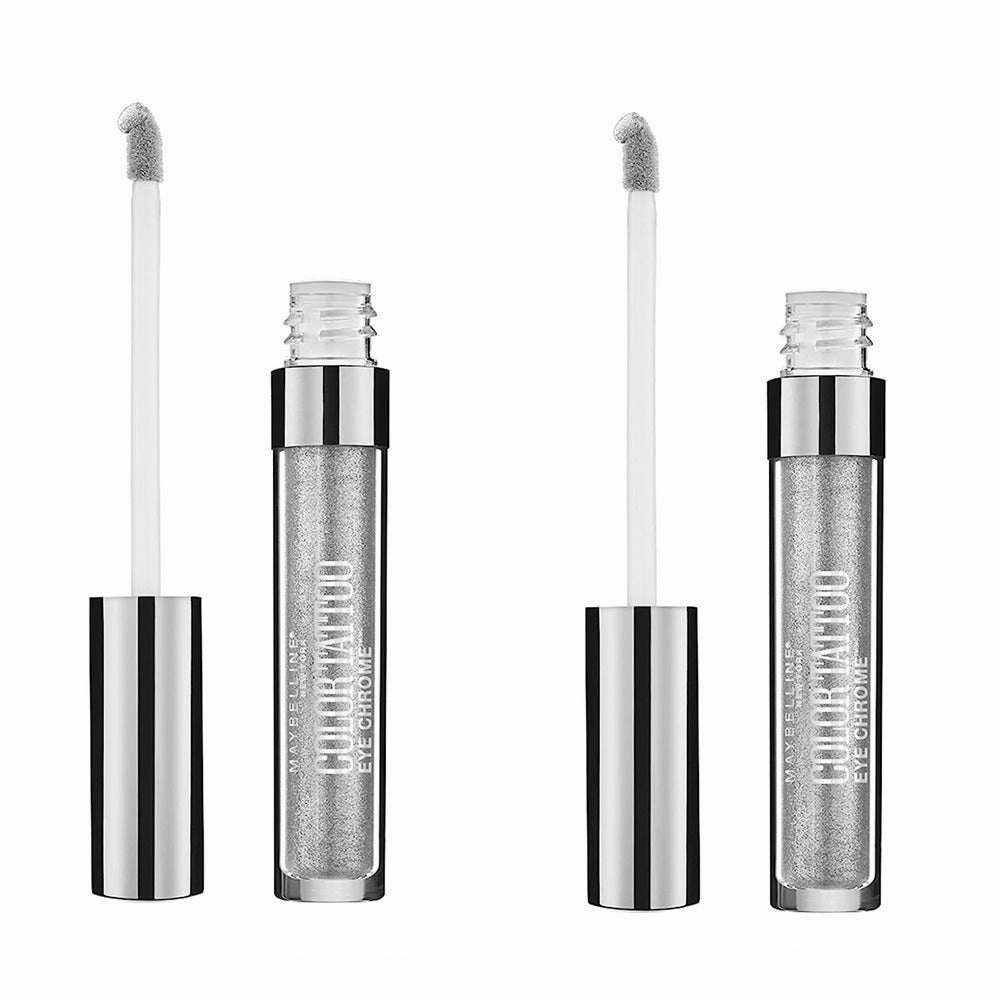 Pack of 2 Maybelline New York Color Tattoo Eye Chrome Eyeshadow, Silver Spark 580