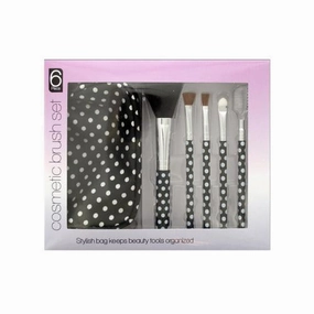Polka Dot Cosmetic Brush Set with Stylish Bag ( Case of 4 )