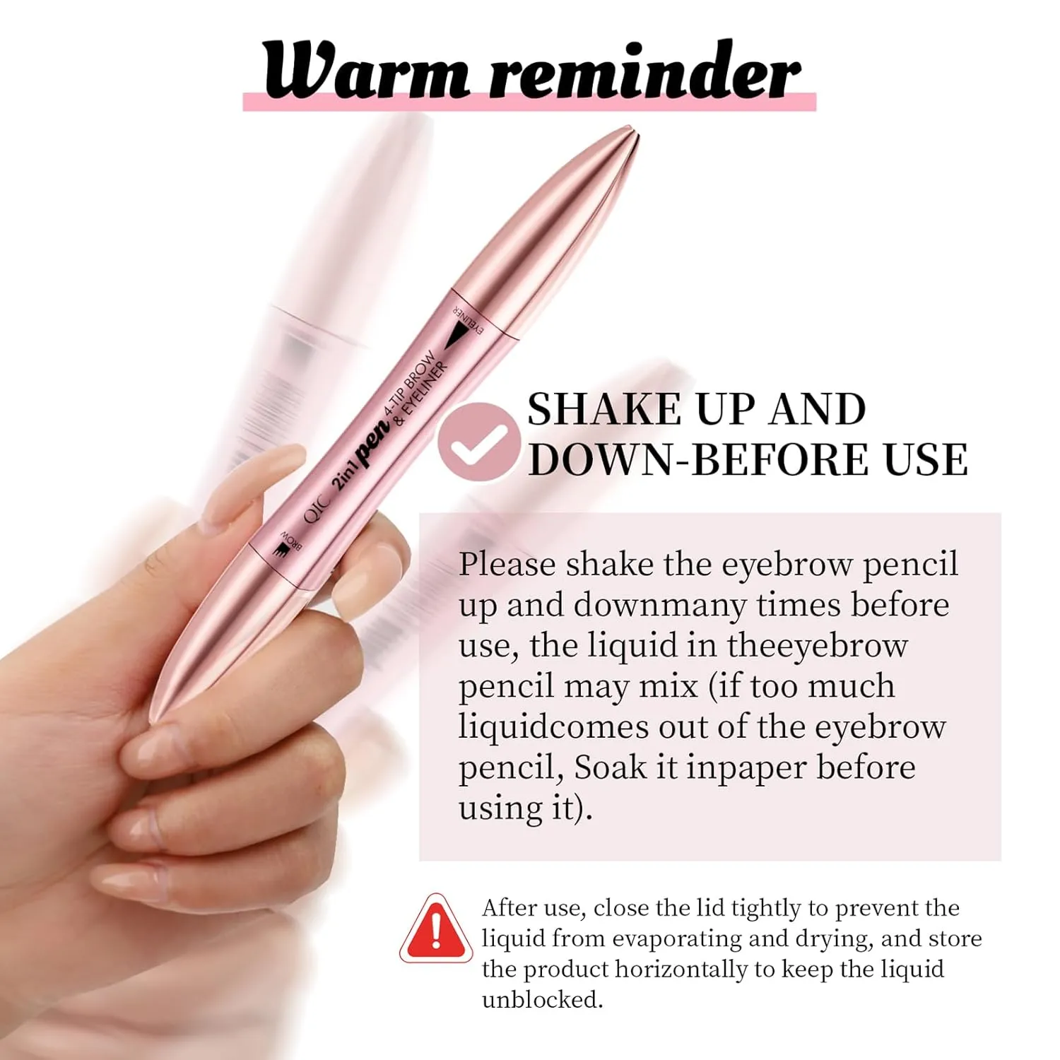 Q710 2in1pen,4-Tip Brow pen&Eyeliner,Dcuble-ended design,wild eyebrow makeup,microblading eyebrow pen,waterproof,Soft nib,With one smooth stroke (1#Light Brown)