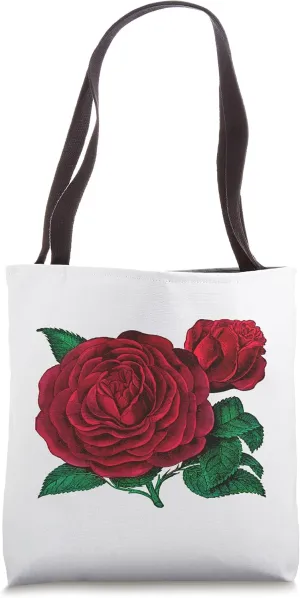 Red Rose Rises up with Green leaves to Blush Flower Power Tote Bag