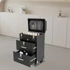 Rolling Makeup Case with wheels Large Cosmetic Organizer wheeled Train Makeup Travel Trolley Case Nail Artist Salon Storage Traveling Cart Trunk Suitcase (Silver Black)