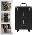 Rolling Makeup Case with wheels Large Cosmetic Organizer wheeled Train Makeup Travel Trolley Case Nail Artist Salon Storage Traveling Cart Trunk Suitcase (Silver Black)