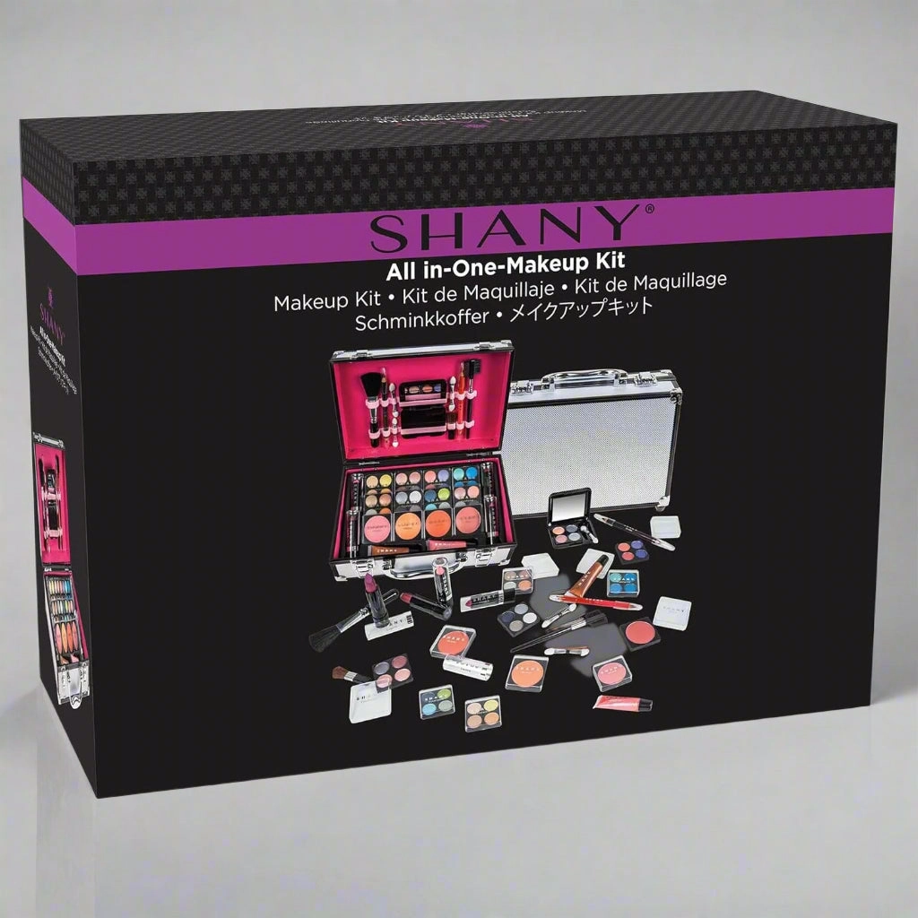 SHANY Carry All Makeup Train Case – Silver All-in-One Pro Makeup Set