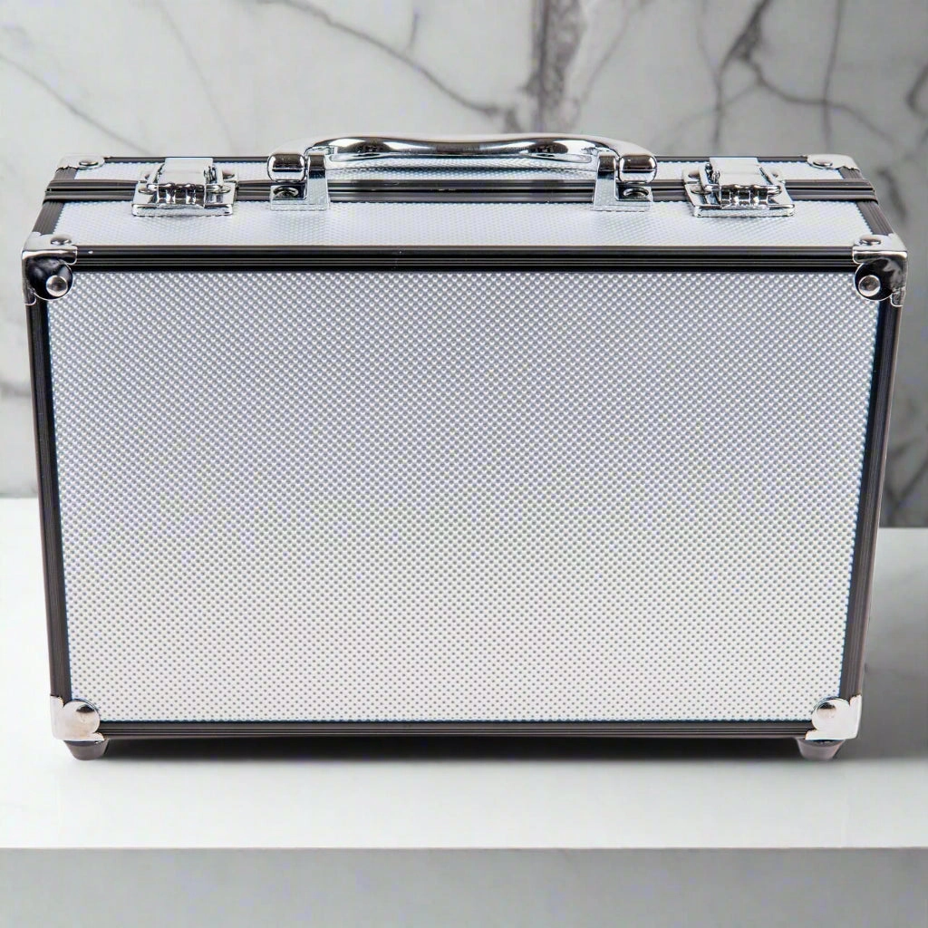 SHANY Carry All Makeup Train Case – Silver All-in-One Pro Makeup Set