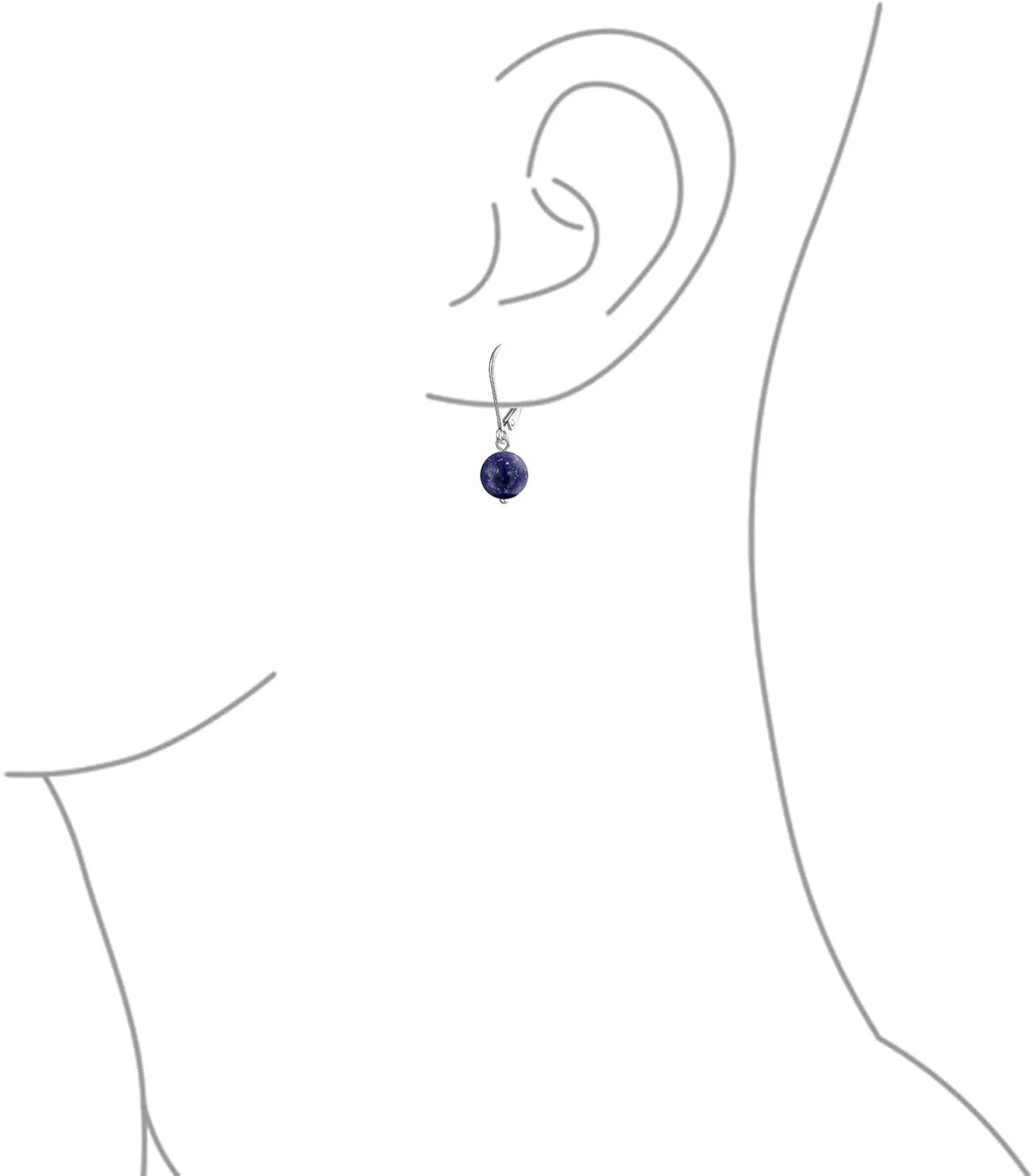 Simple Basic Gemstone Round 8MM Bead Ball Drop Dangle Earrings For Women Teen Secure Hinge Lever back .925 Sterling Silver Birthstones More Colors