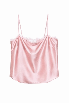 Straight Neck Cami with Lace Trim