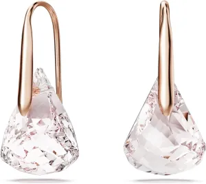 Swarovski Lunar drop earrings, Pink, Rose gold-tone finish