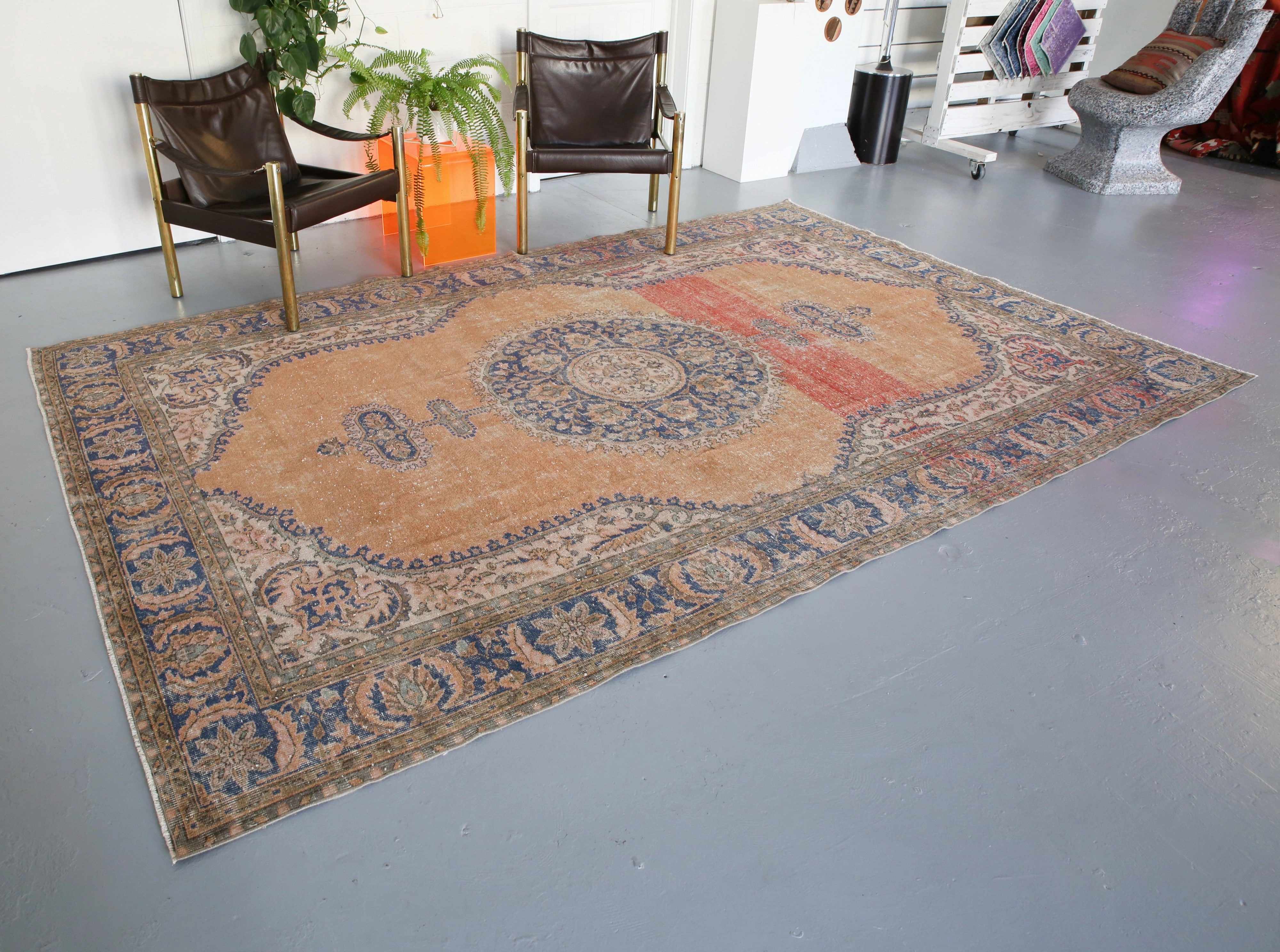 Vintage Turkish Isparta Rug 6.10ftx10.7ft