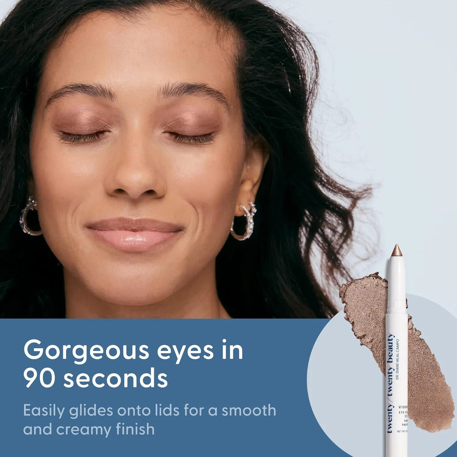 Visionary Eye Shadow Stick – Shimmer Cream Eye Shadow Pencil - Safe for Sensitive Eyes - Ophthalmologist Developed – Vegan, Cruelty-Free, Clean Ingredients (Rose Colored Glasses)