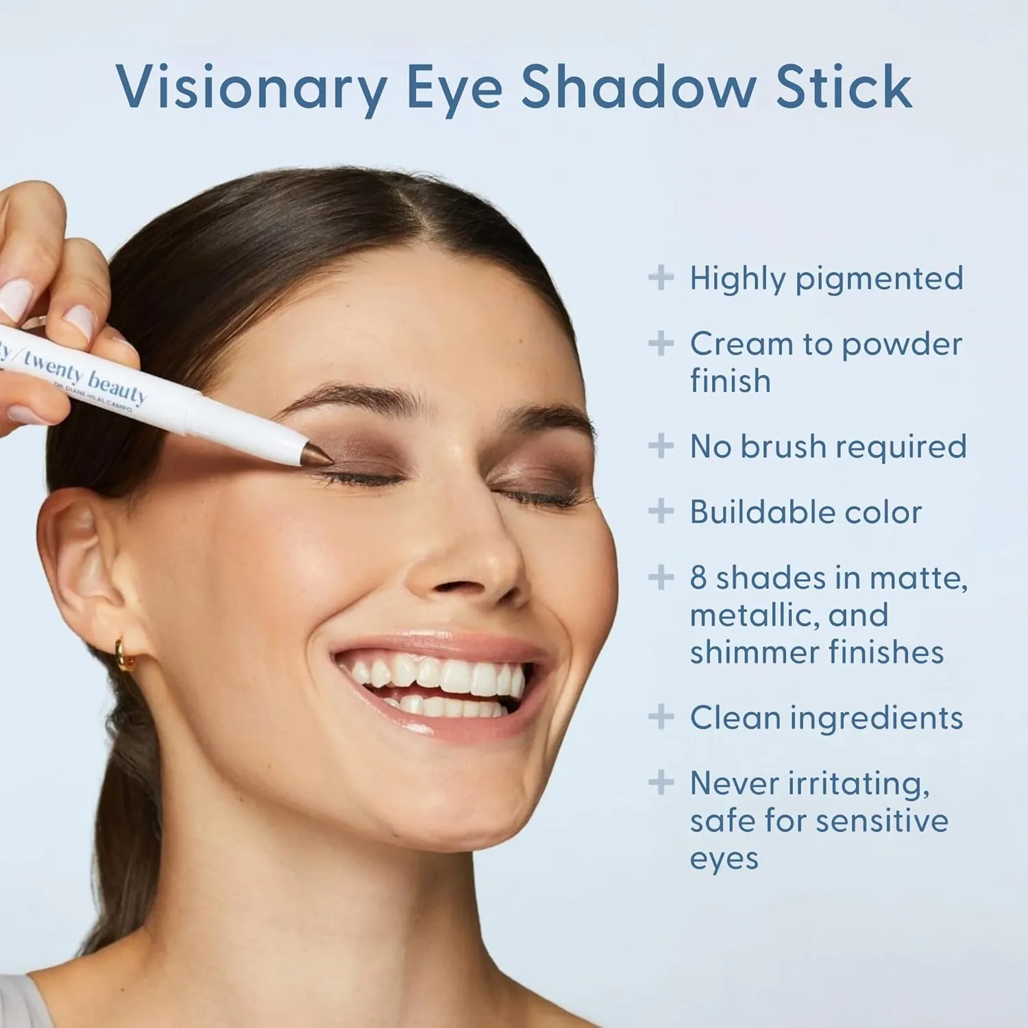 Visionary Eye Shadow Stick – Shimmer Cream Eye Shadow Pencil - Safe for Sensitive Eyes - Ophthalmologist Developed – Vegan, Cruelty-Free, Clean Ingredients (Rose Colored Glasses)
