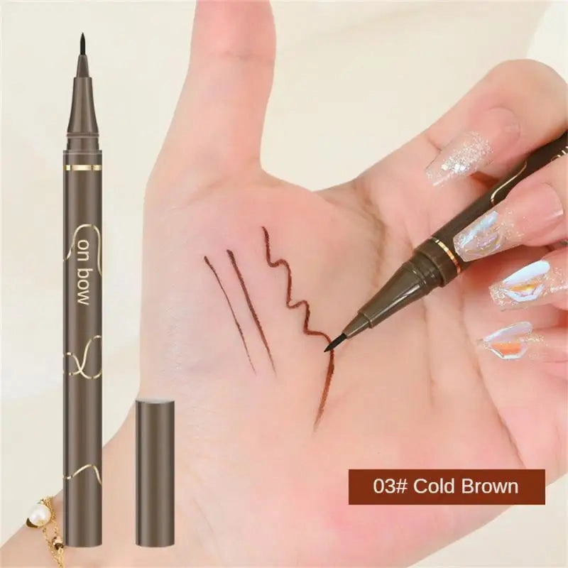 Waterproof Quick Dry Liquid Eyeliner Pen Ultra-fine Matte Black Brown Lasting Lying Silkworm Eyeliner Pencil Beauty Eyes Makeup