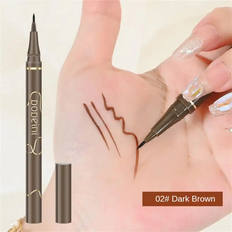 Waterproof Quick Dry Liquid Eyeliner Pen Ultra-fine Matte Black Brown Lasting Lying Silkworm Eyeliner Pencil Beauty Eyes Makeup