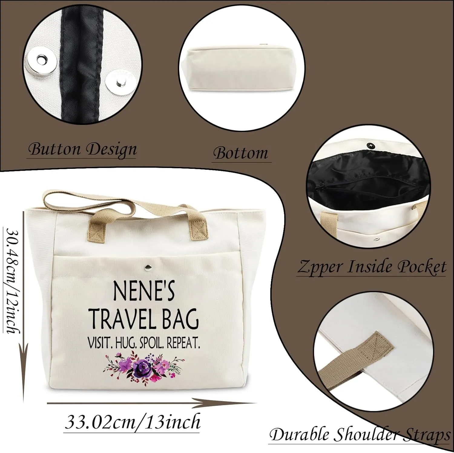 WCGXKO Mother’s Day Gift Grandma Birthday Gift Mother’s Day Merchandise Tote Bag Travel Bag For Grandma