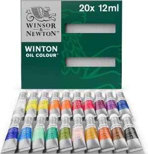 Winsor & Newton Winton Oil Color Paint Set, 20 x 12ml (0.4-oz) Tubes